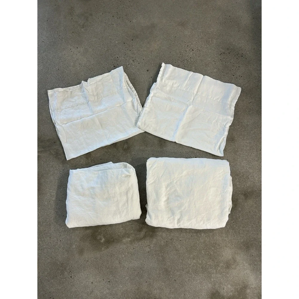 Restoration Hardware Belgian Linen Full Sheet Set‎ White GUC